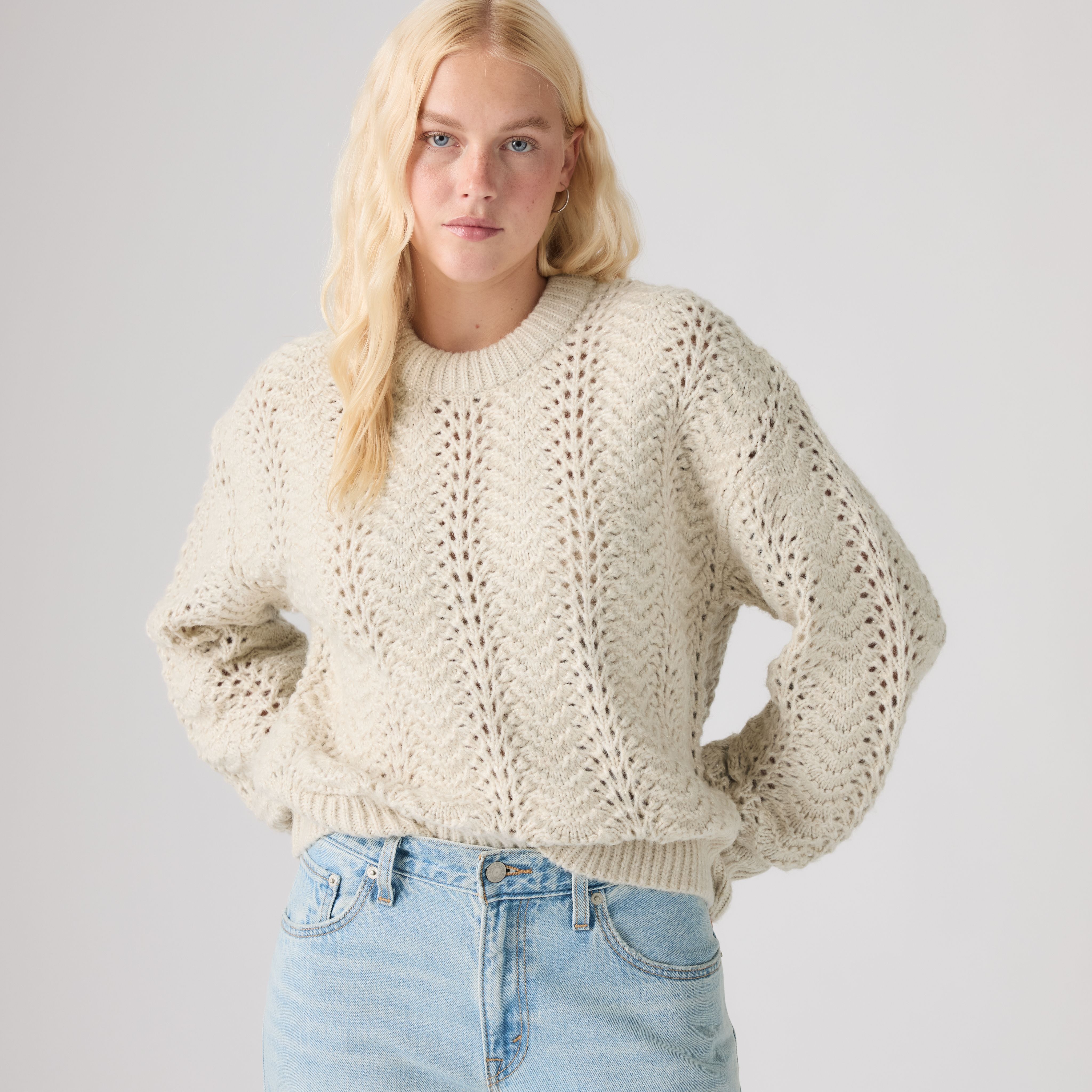 Charlotte Pointelle Crewneck Sweater 1