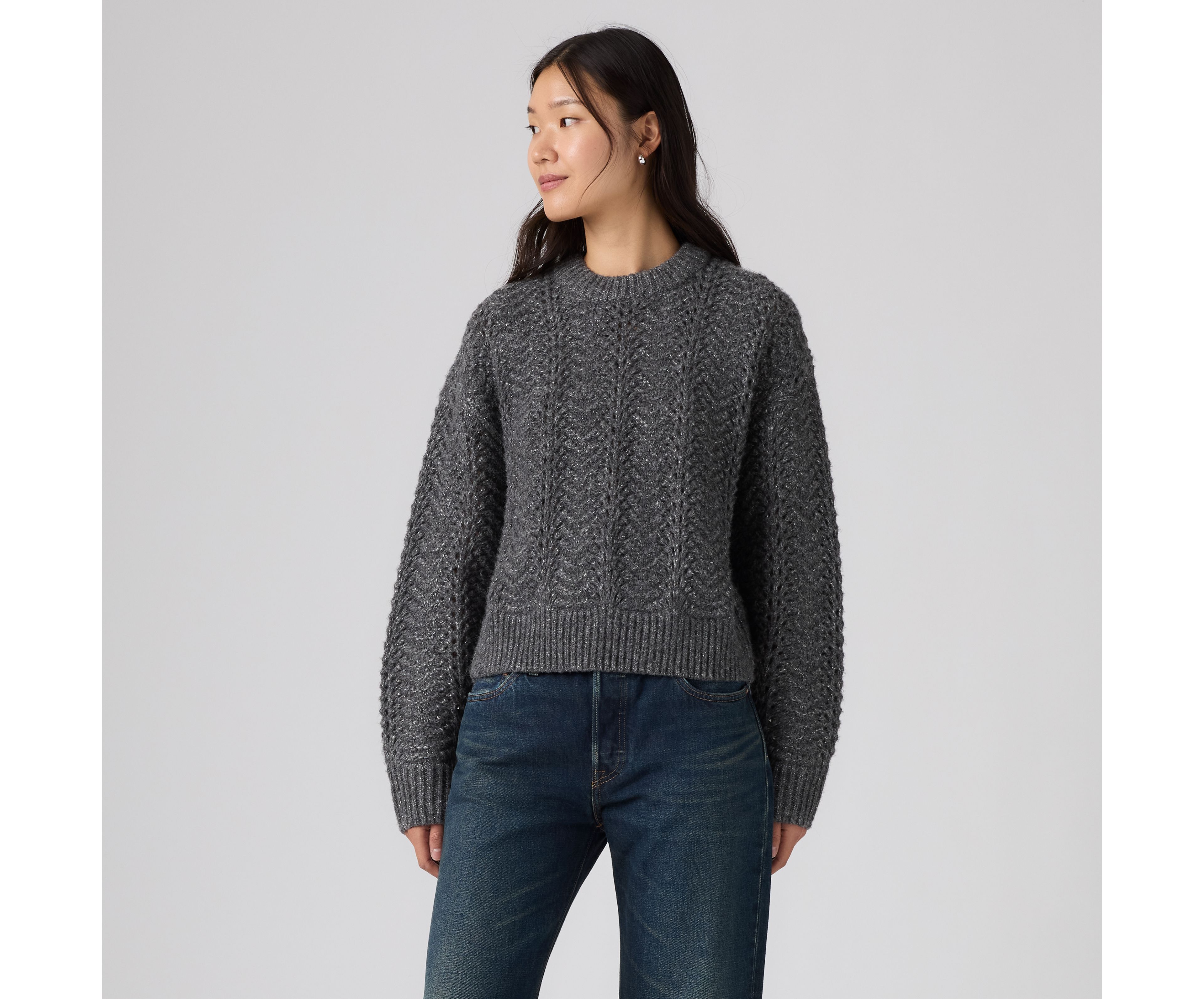 Charlotte Pointelle Crewneck Sweater