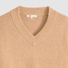 Brushed Cotton Blend V-Neck Sweater — Tan - Tan 6