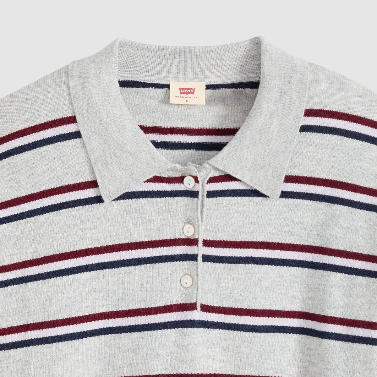 Supersoft Long-Sleeve Polo — Jade Stripe Light Grey Heather - Multi-Color