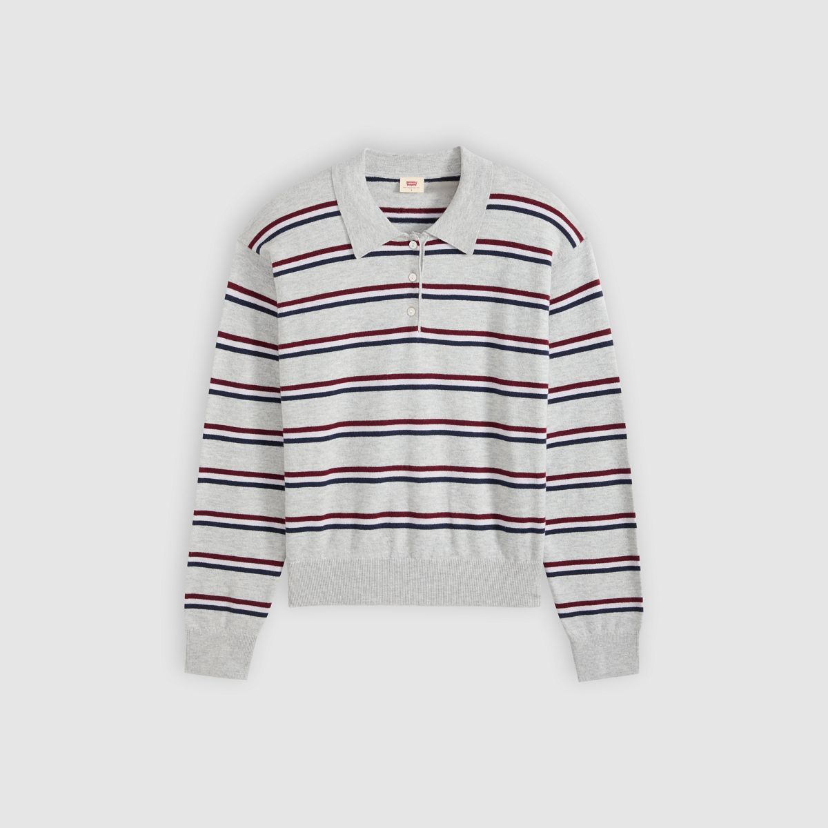 Supersoft Long-Sleeve Polo — Jade Stripe Light Grey Heather - Multi-Color