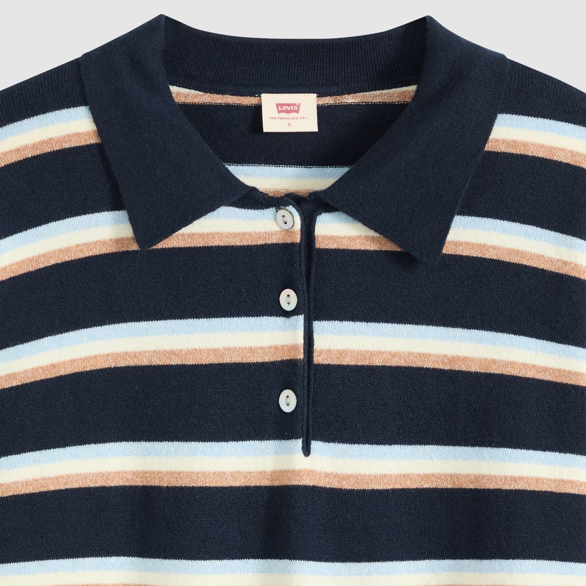 Supersoft Long-Sleeve Polo — Jade Stripe Navy Blazer - Blue