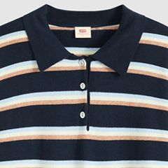 Supersoft Long-Sleeve Polo — Jade Stripe Navy Blazer - Blue 7