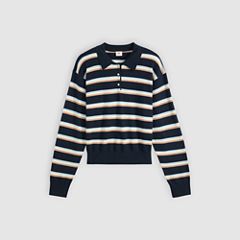 Supersoft Long-Sleeve Polo — Jade Stripe Navy Blazer - Blue 6