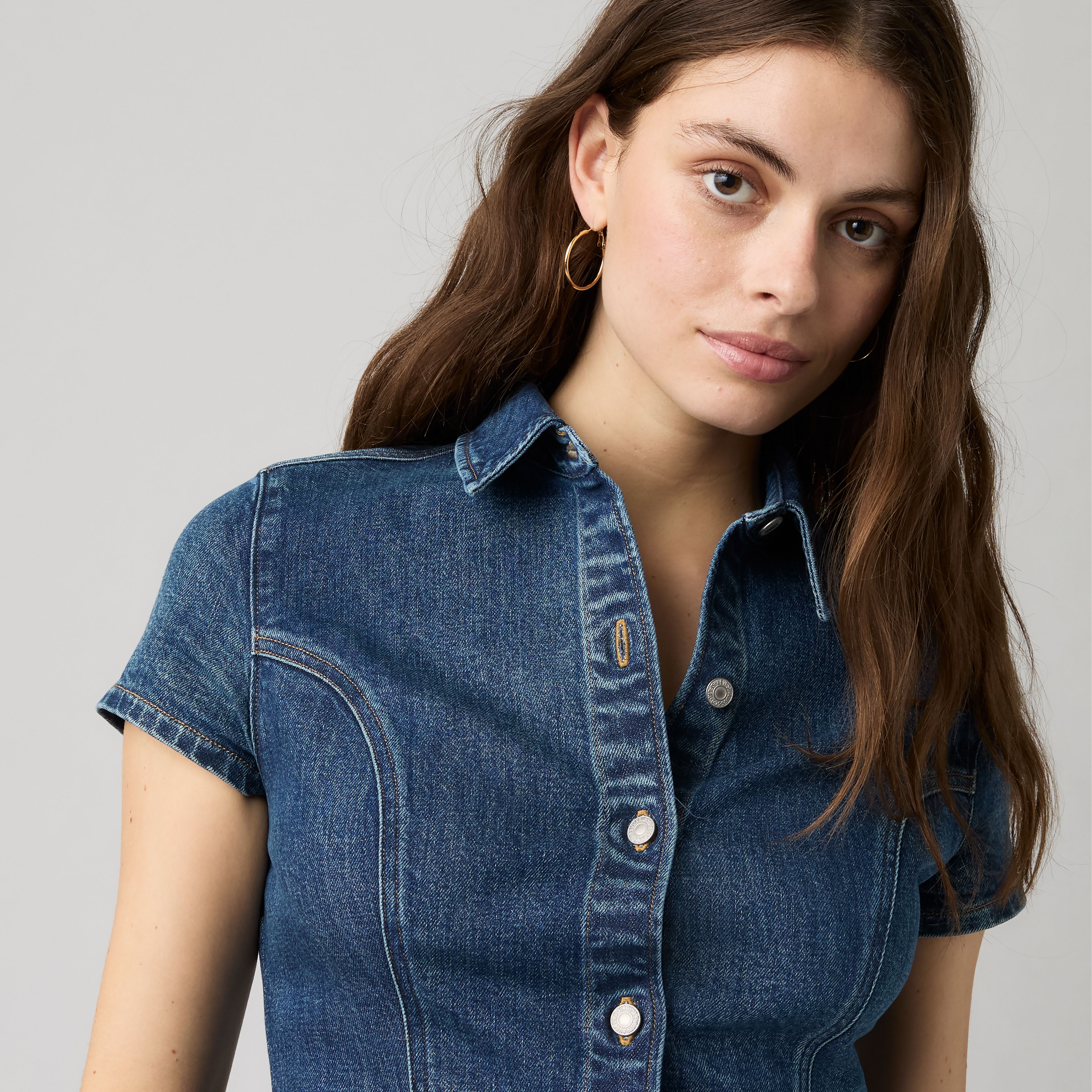Short Sleeve Shaped Denim Shirt 2