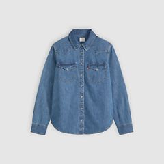 Heritage Western Denim Button Down Shirt — All Day Long Western - Medium Wash 5