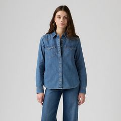 Heritage Western Denim Button Down Shirt — All Day Long Western - Medium Wash 3