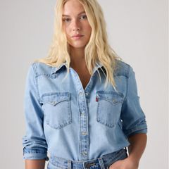 Heritage Western Denim Button Down Shirt — Sunbleach Sunset - Medium Wash 2