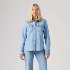 Heritage Western Denim Button Down Shirt — Sunbleach Sunset - Medium Wash 3