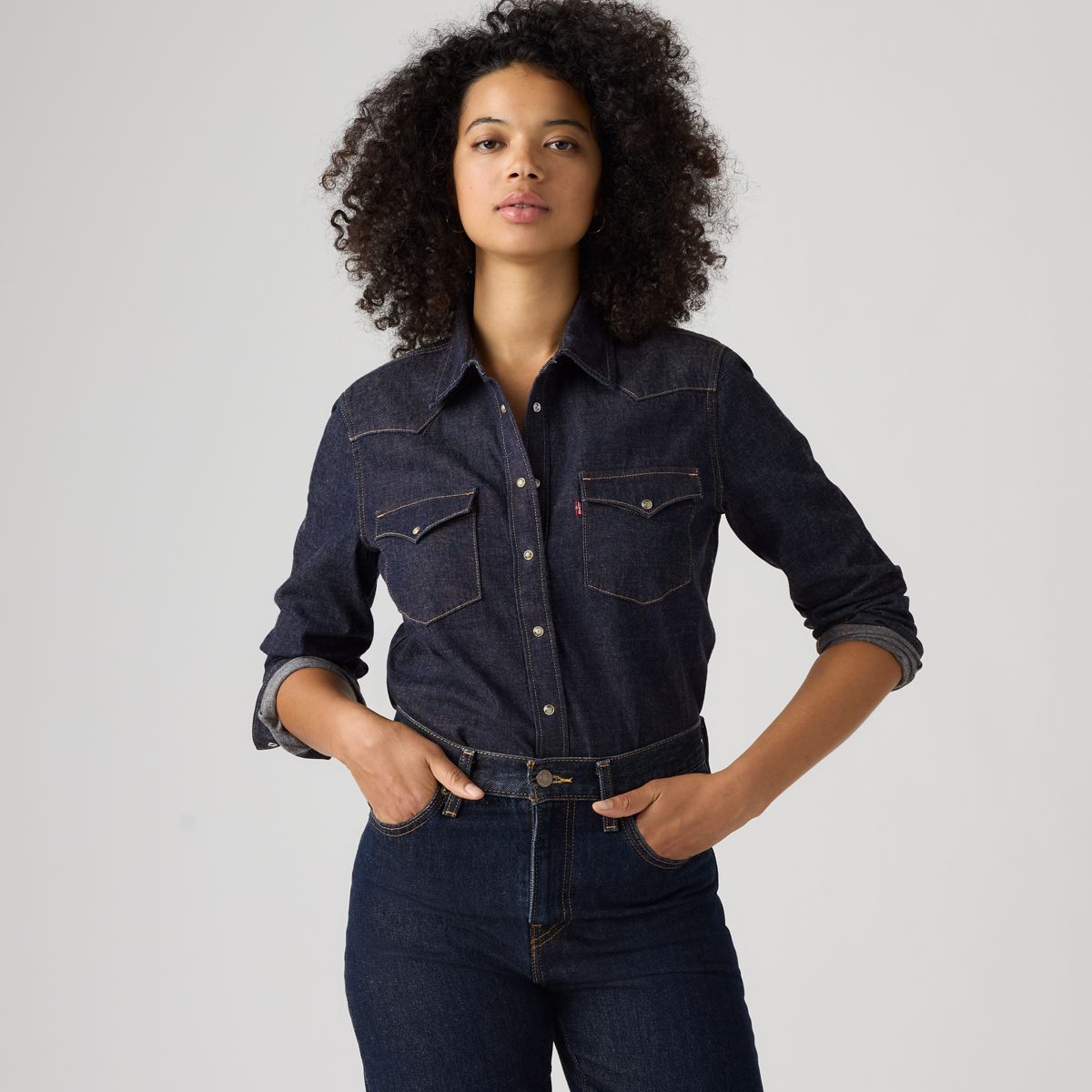 Heritage Western Denim Button Down Shirt — First Impression Western - Blue