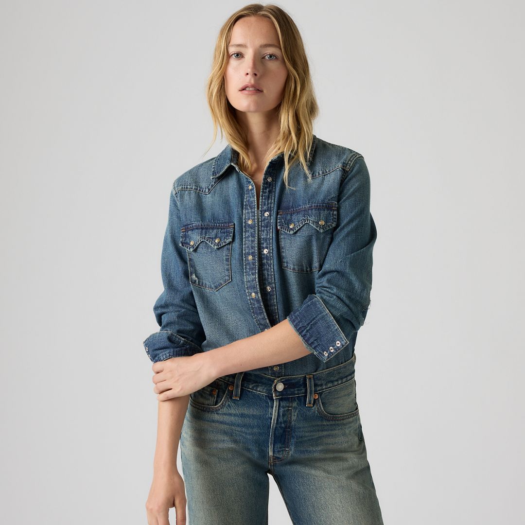 Levi's Heritage Western Sawtooth Button Down Shirt In Craft Of Love Western