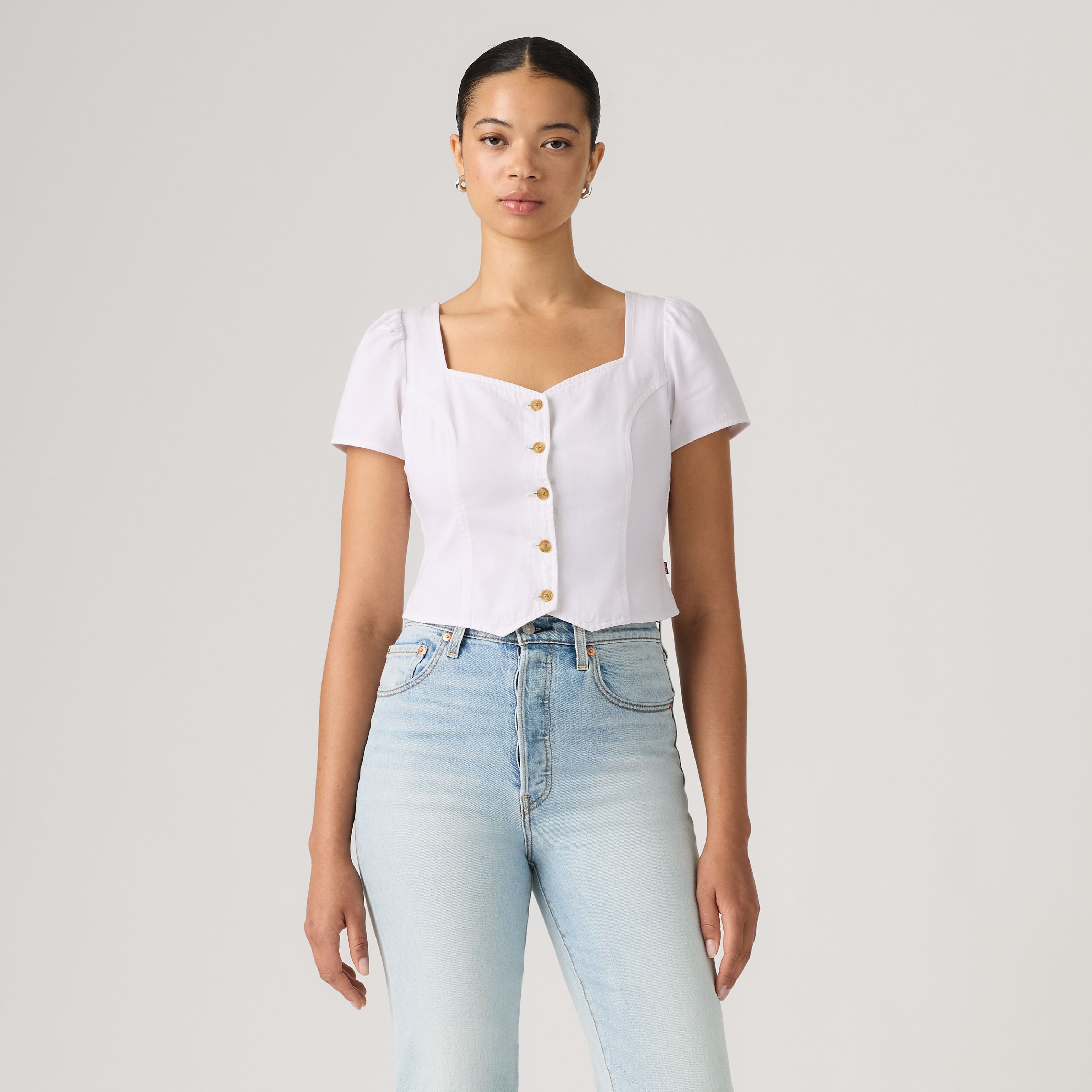 Miette Short-Sleeve Denim Top 1