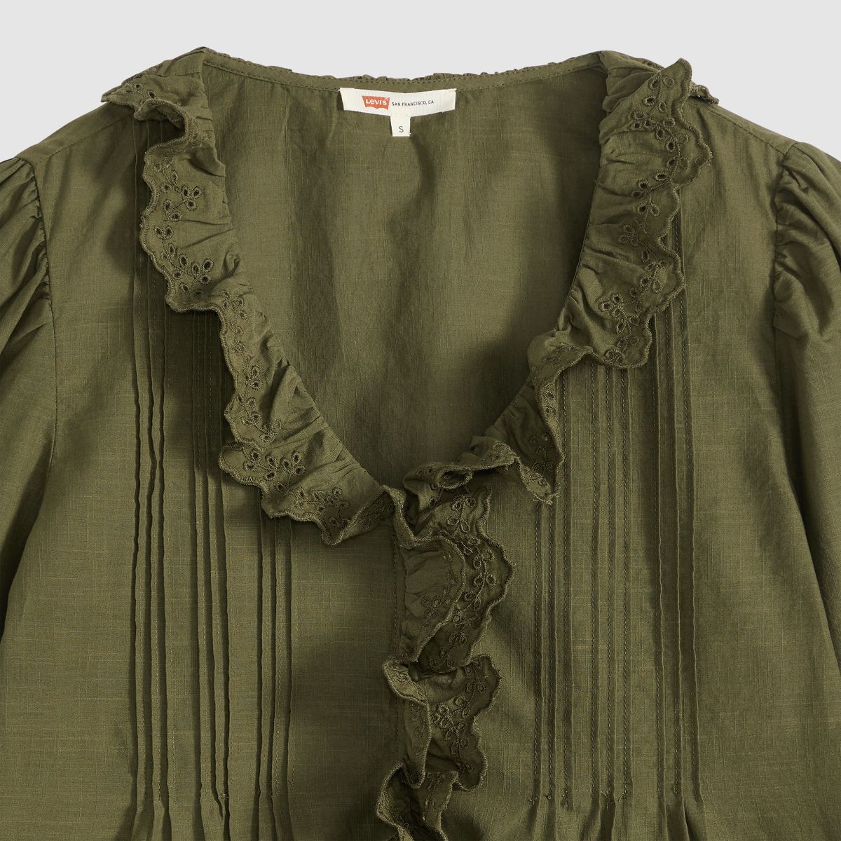Claire Long-Sleeve Button Down Blouse — Olive Night - Green