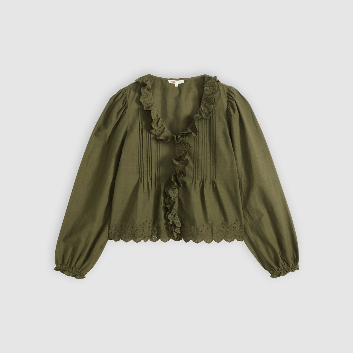 Claire Long-Sleeve Button Down Blouse — Olive Night - Green