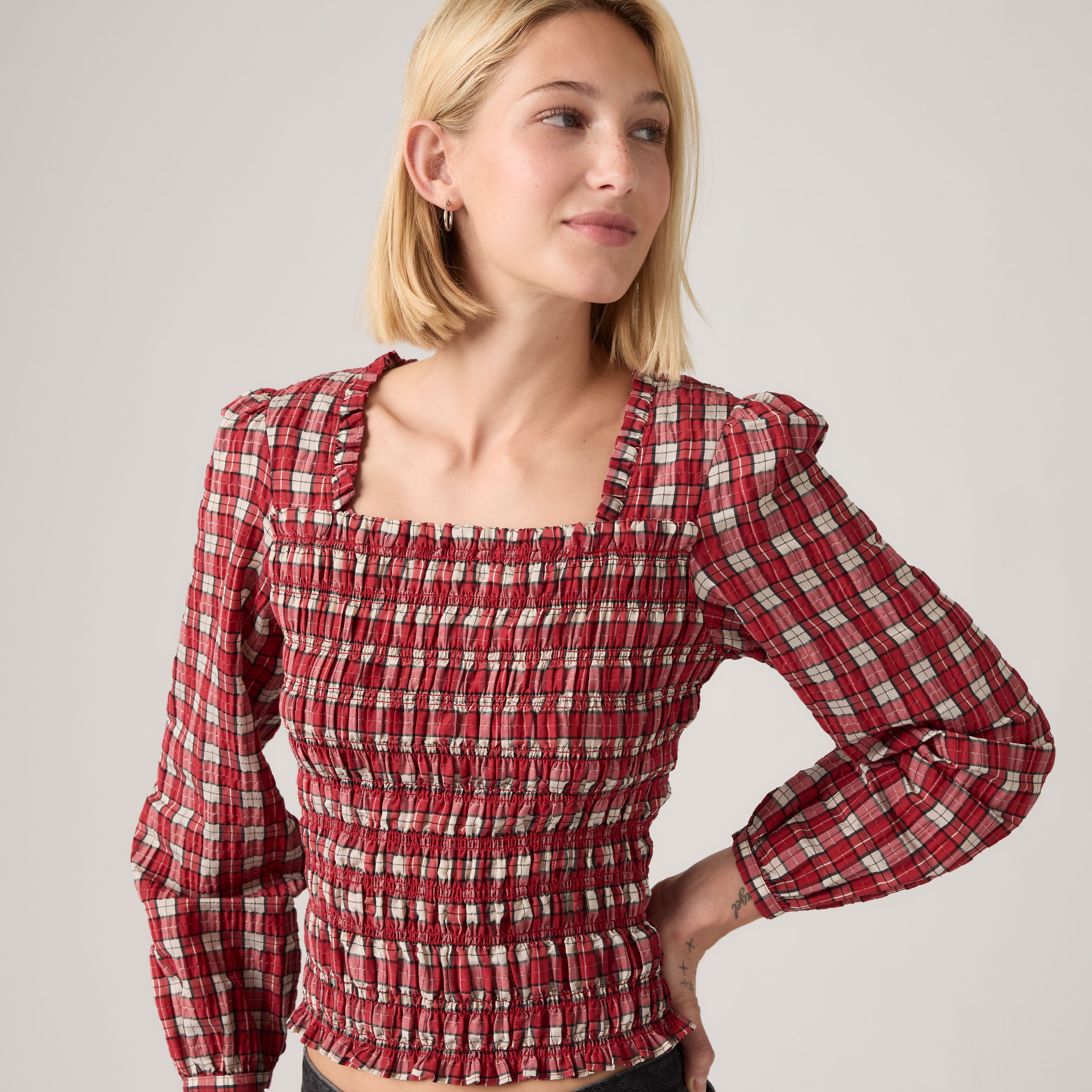 Heather Long-Sleeve Ruched Blouse 2