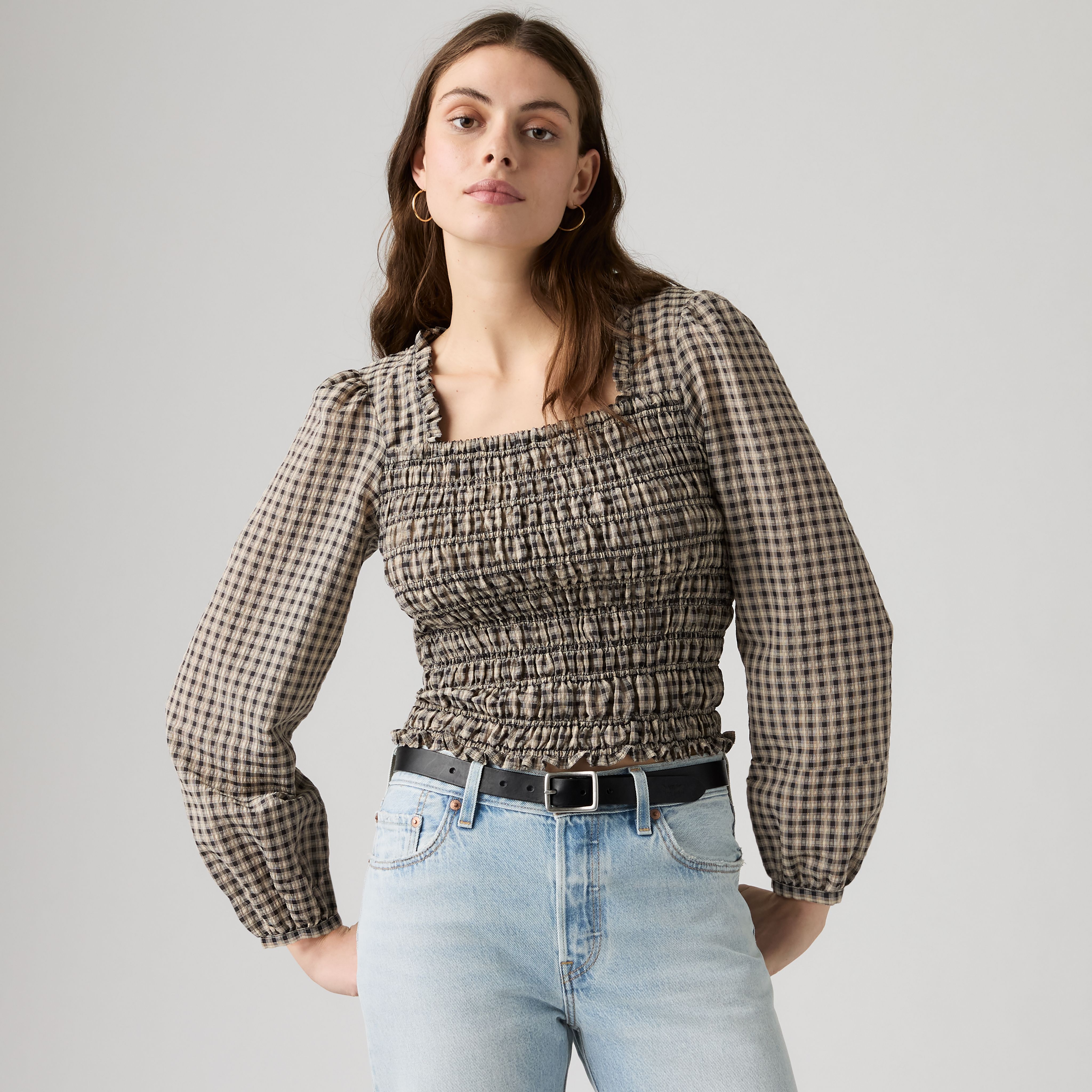 Heather Long-Sleeve Ruched Blouse 1