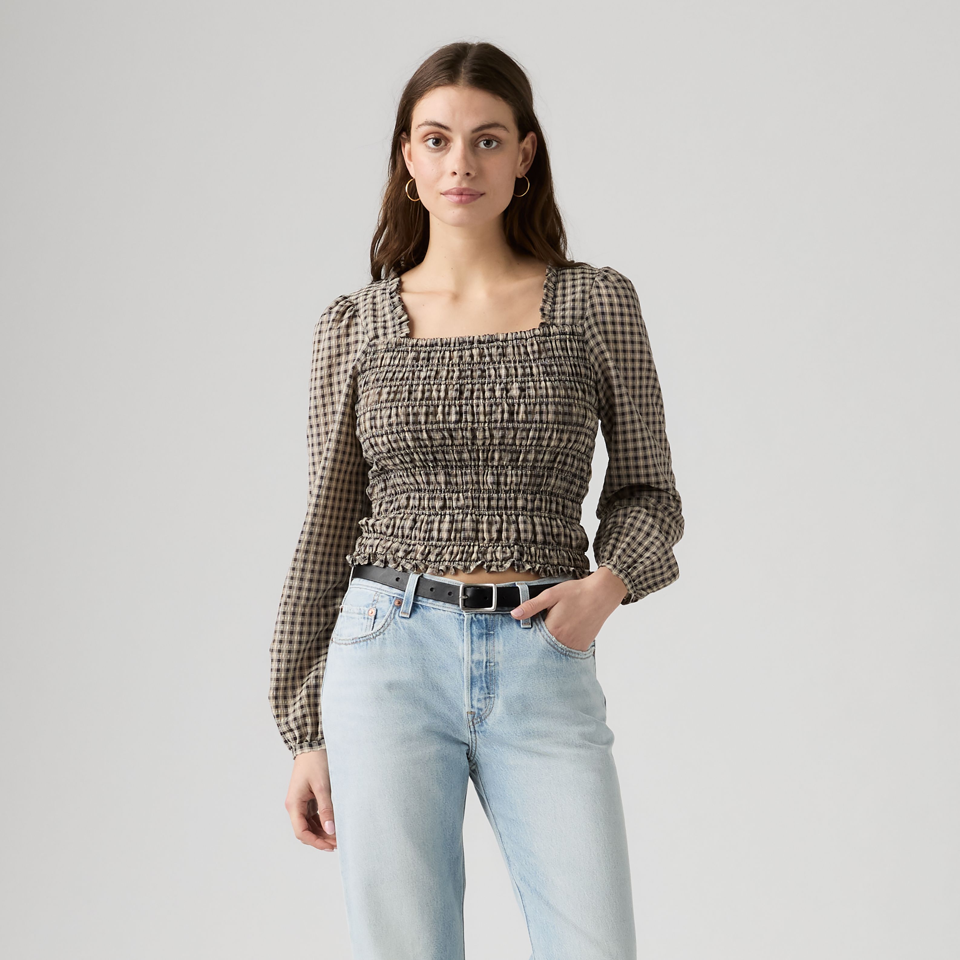 Camicetta Heather Ruched a manica lunga 1