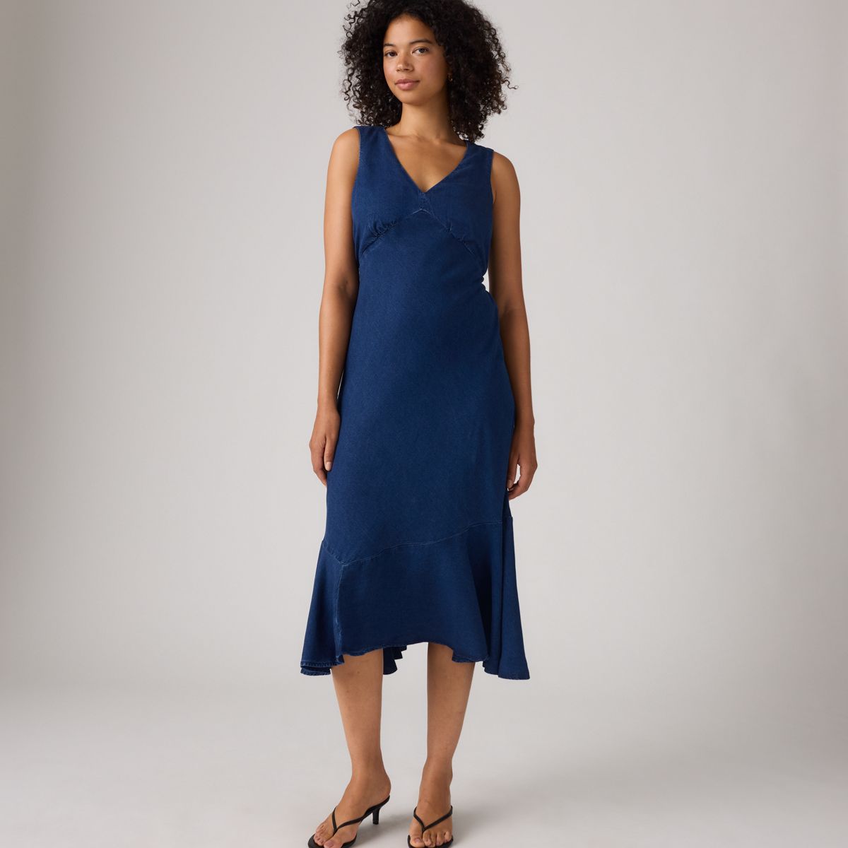 Brita Slip Midi Dress — Starry Eyes - Dark Wash