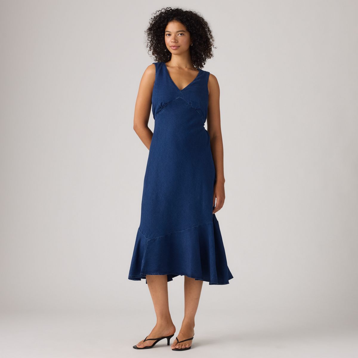 Brita Slip Midi Dress — Starry Eyes - Dark Wash