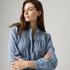 Perla Long-Sleeve Blouse — Slow Dance - Blue 2