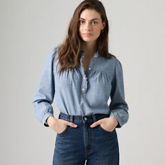 Perla Long-Sleeve Blouse — Slow Dance - Blue 1