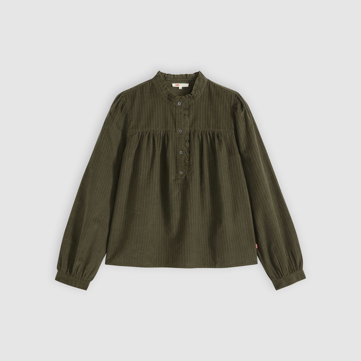 Perla Long-Sleeve Blouse — Olive Night - Green