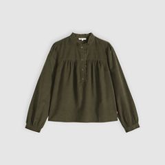 Perla Long-Sleeve Blouse — Olive Night - Green 5