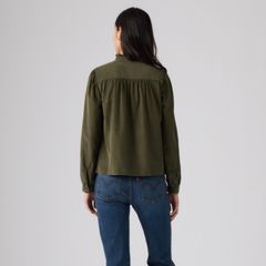 Perla Long-Sleeve Blouse — Olive Night - Green 4