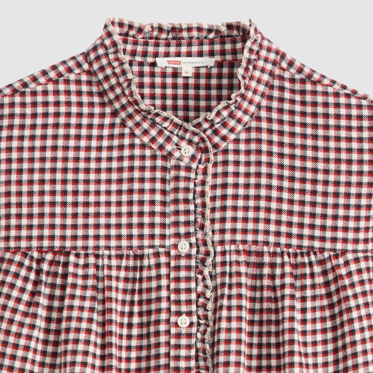 Perla Long-Sleeve Blouse — Amaia Check Oyster Gray - Multi-Color