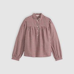 Perla Long-Sleeve Blouse — Amaia Check Oyster Gray - Multi-Color 5