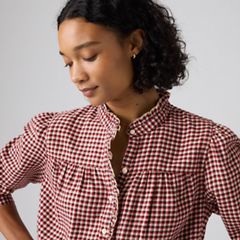 Perla Long-Sleeve Blouse — Amaia Check Oyster Gray - Multi-Color 2