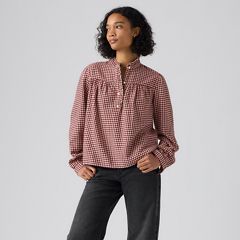 Perla Long-Sleeve Blouse — Amaia Check Oyster Gray - Multi-Color 3