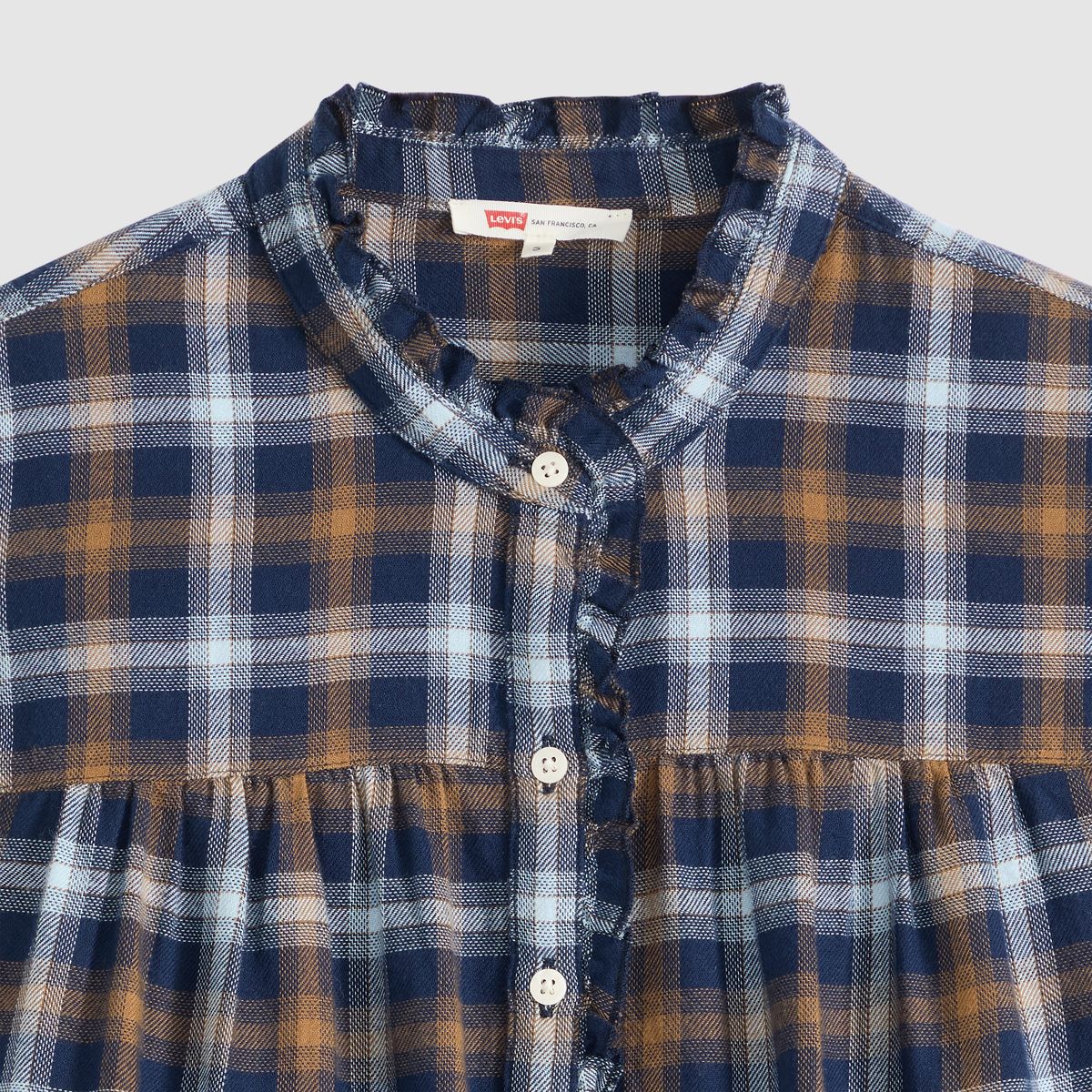 Perla Long-Sleeve Blouse — Isolde Plaid  Navy - Multi-Color