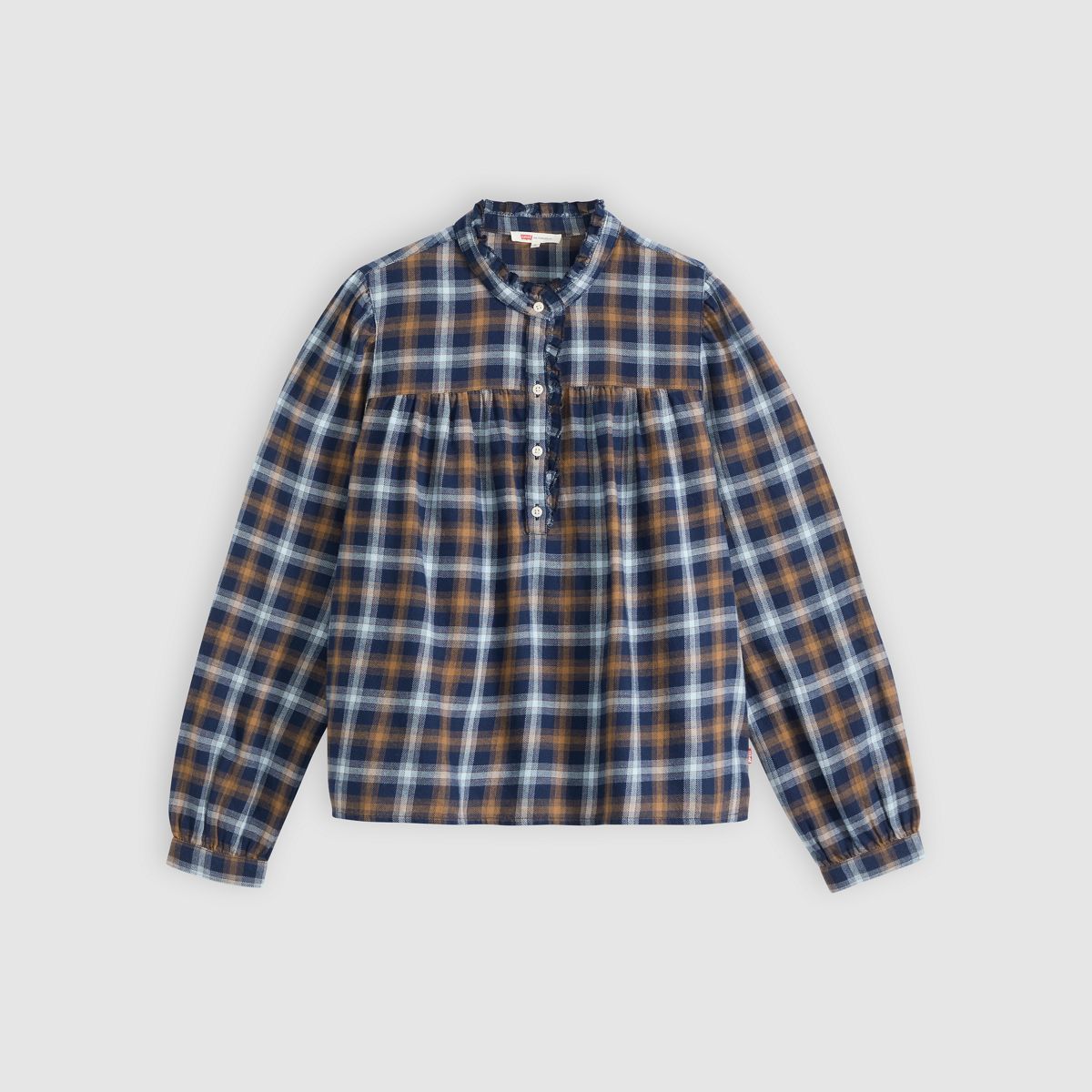 Perla Long-Sleeve Blouse — Isolde Plaid  Navy - Multi-Color