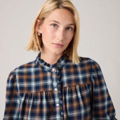 Perla Long-Sleeve Blouse — Isolde Plaid  Navy - Multi-Color 2