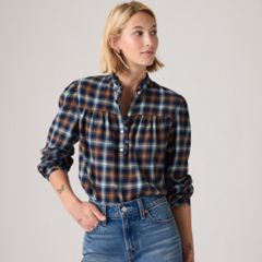Perla Long-Sleeve Blouse — Isolde Plaid  Navy - Multi-Color 1