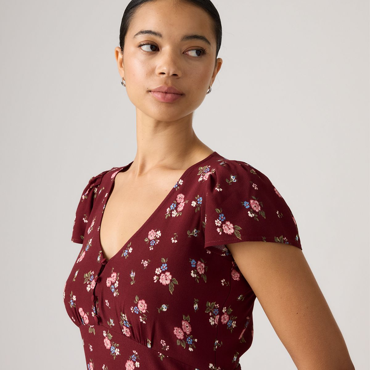 Lilith Midi Dress — Abellona Floral Cabernet - Multi-Color
