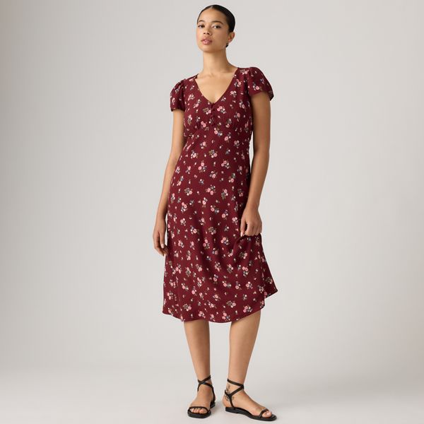 Lilith Midi Dress — Abellona Floral Cabernet - Multi-Color