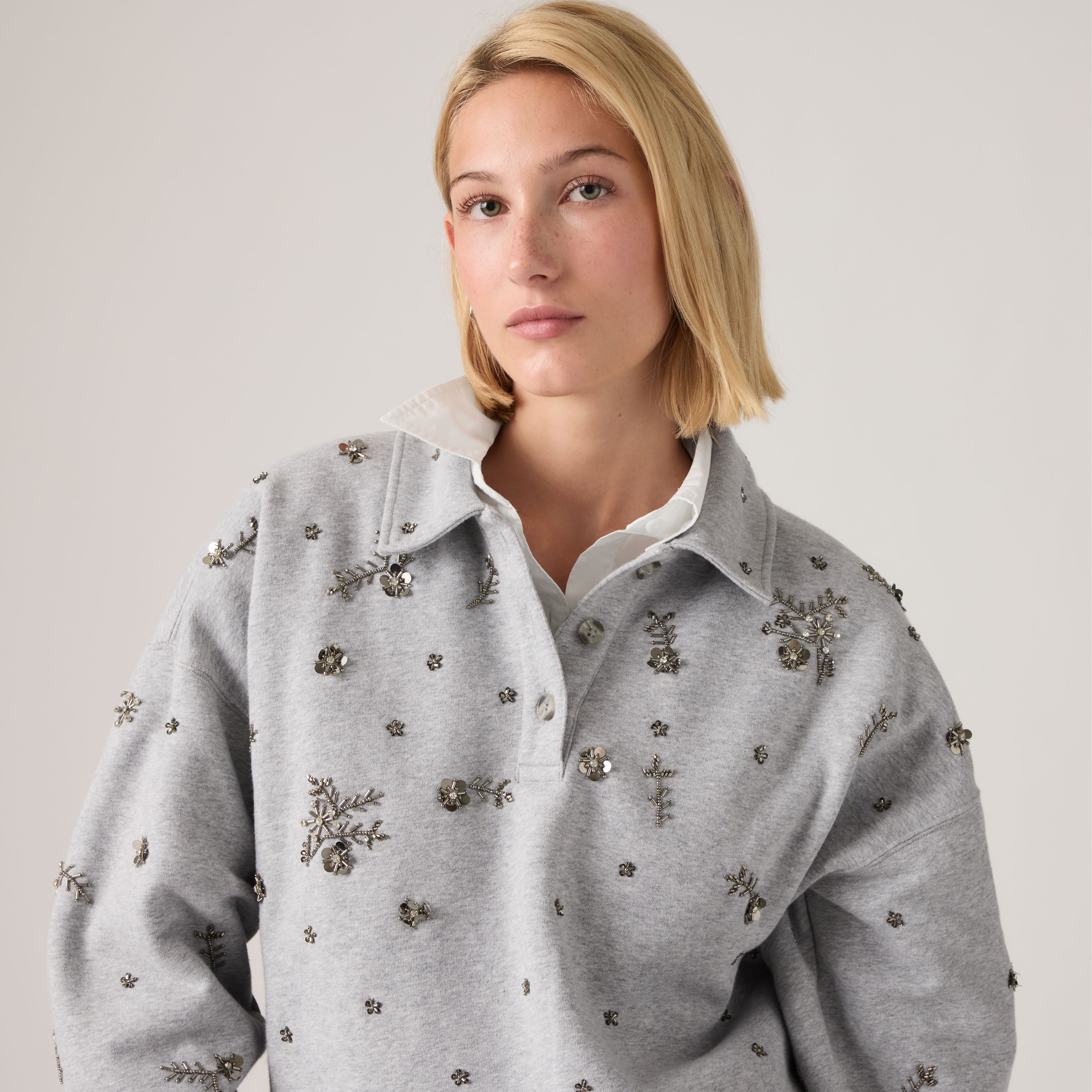 Vintage Embellished Polo Sweatshirt 2