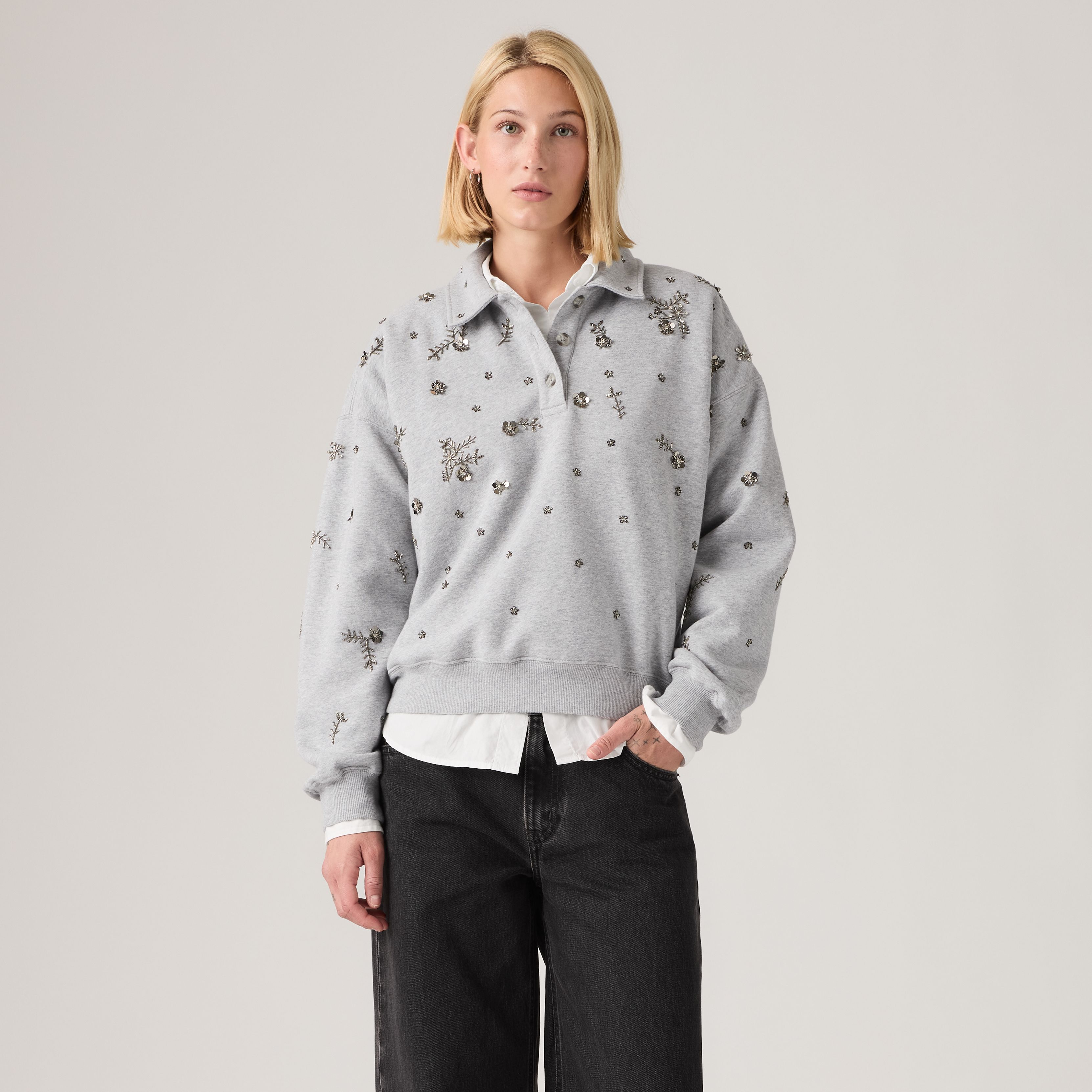 Vintage Embellished Polo Sweatshirt 3