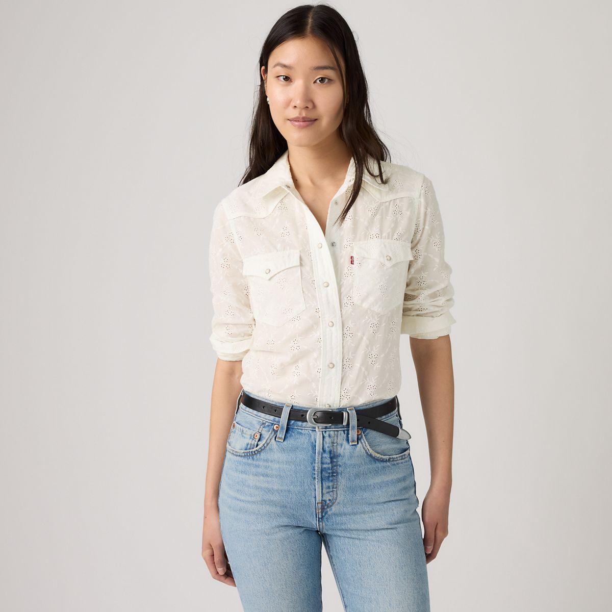 Heritage Western Denim Button Down Shirt — Cloud Dancer - White