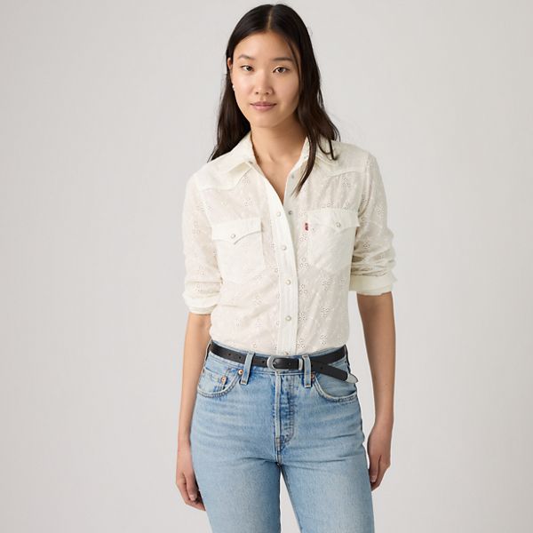 Heritage Western Denim Button Down Shirt — Cloud Dancer - White