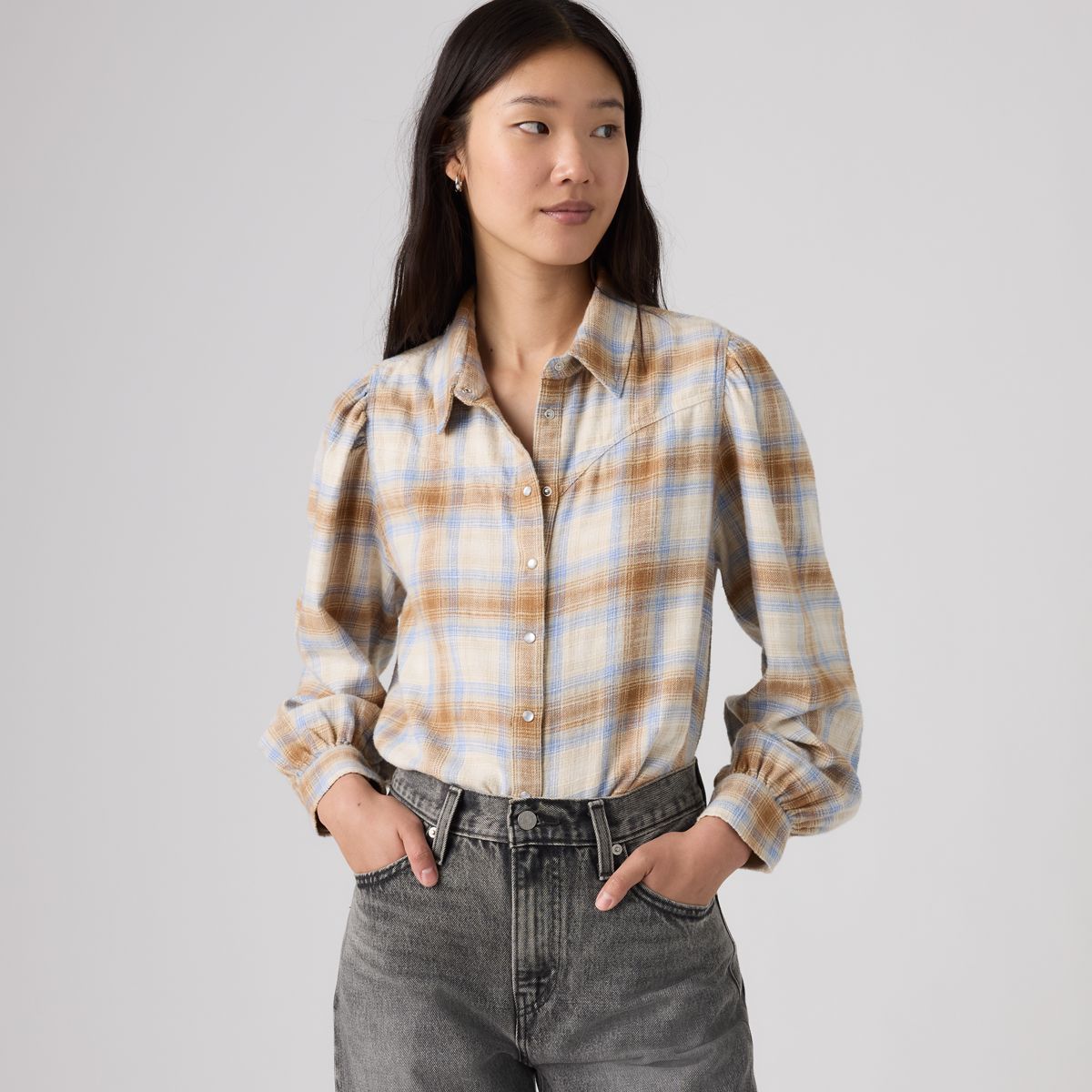 Juna Western Button Down Shirt — Locryn Plaid  Troposphere - Multi-Color