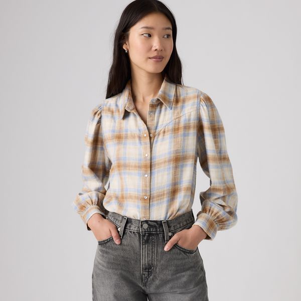 Juna Western Button Down Shirt — Locryn Plaid  Troposphere - Multi-Color