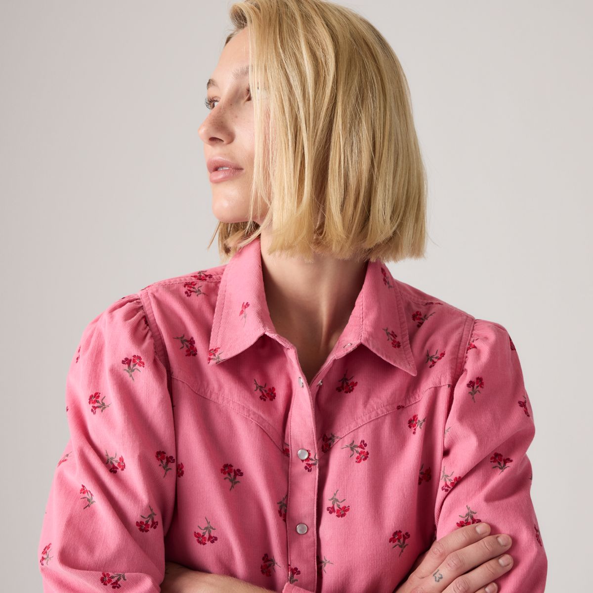 Juna Western Button Down Shirt — Birgita Floral Tameless Rose - Pink