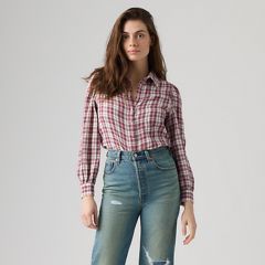 Juna Western Button Down Shirt — Poppi Plaid Tameless Rose - Pink 3