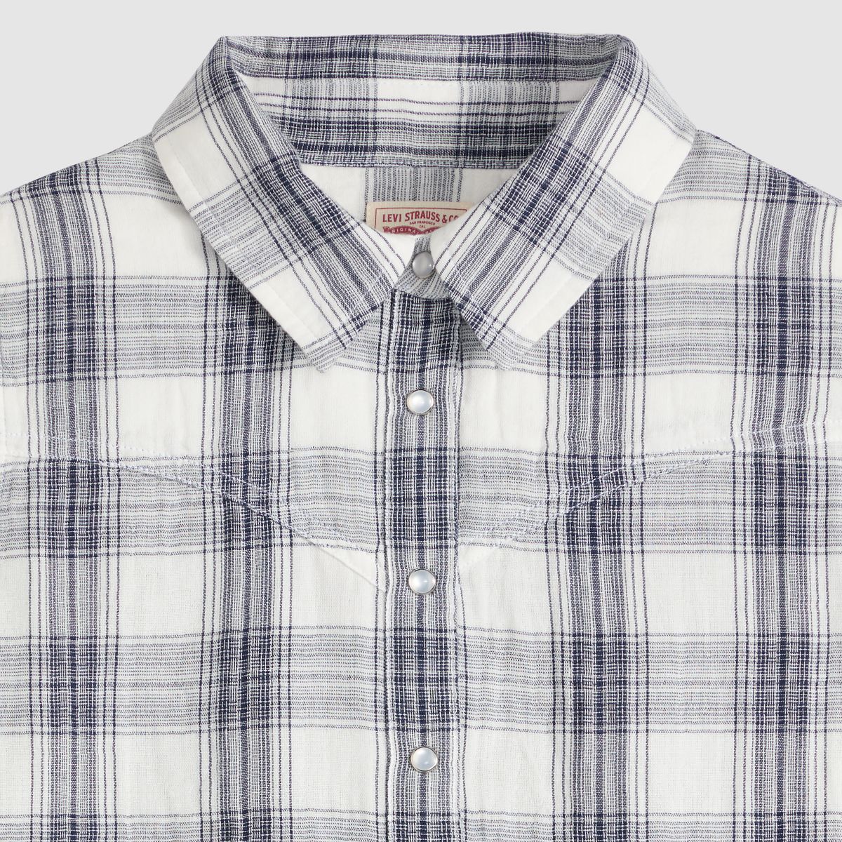 Juna Western Button Down Shirt — Slub Plaid Peacoat - Blue