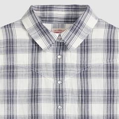 Juna Western Button Down Shirt — Slub Plaid Peacoat - Blue 6