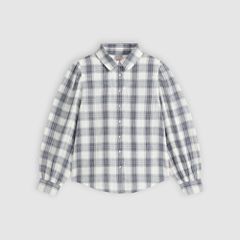 Juna Western Button Down Shirt — Slub Plaid Peacoat - Blue 5