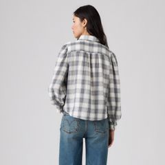 Juna Western Button Down Shirt — Slub Plaid Peacoat - Blue 4